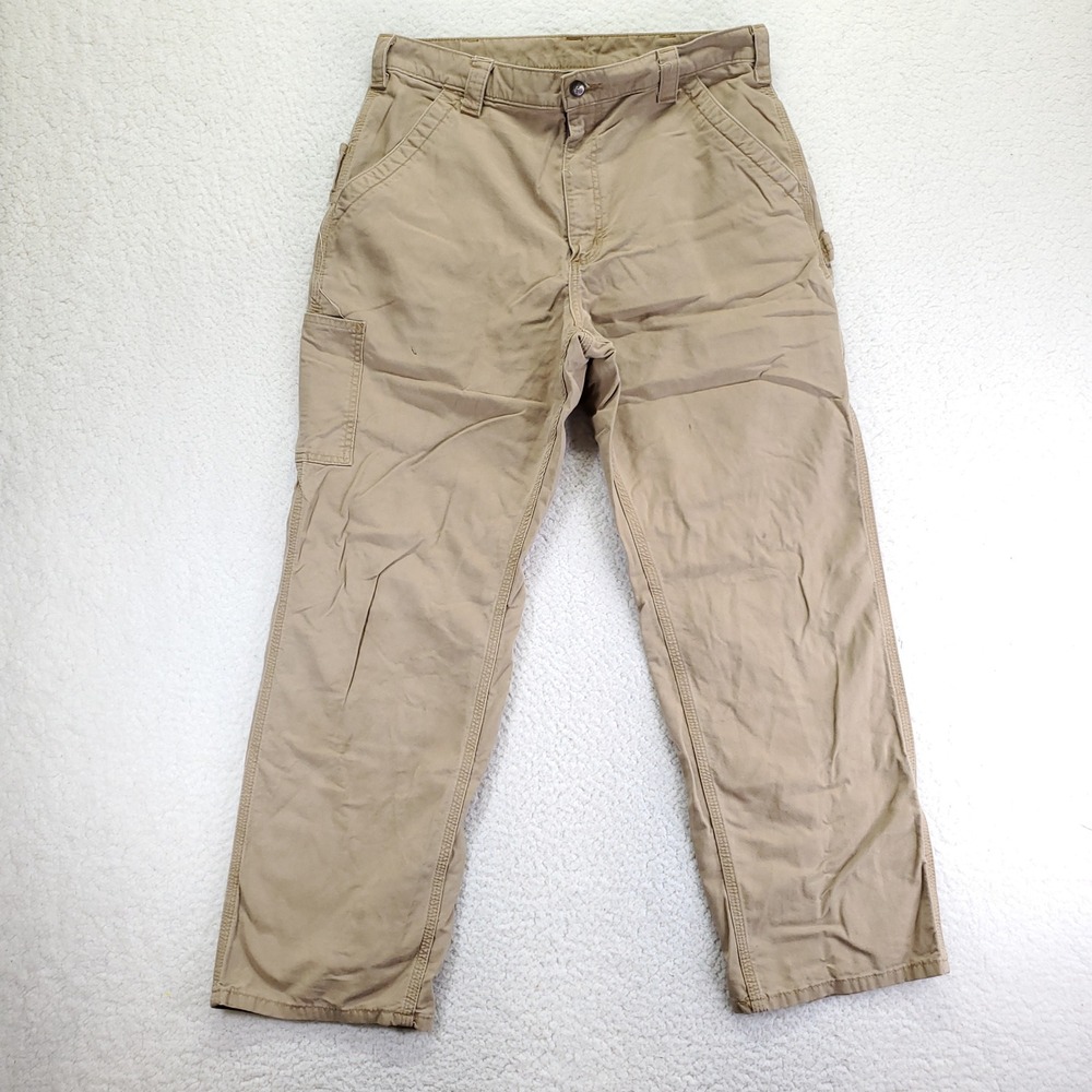 Carhartt Mens Tan Canvas Carpenter Pants Utility Workwear Trousers‎ 35x31.5
